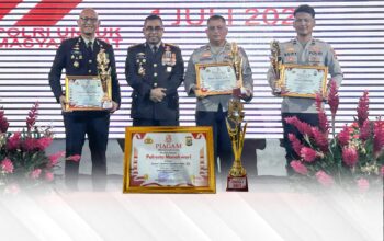 Lomba Layanan Polisi 110, Kapolresta Manokwari terima penghargaan dari Kapolda Papua Barat.
